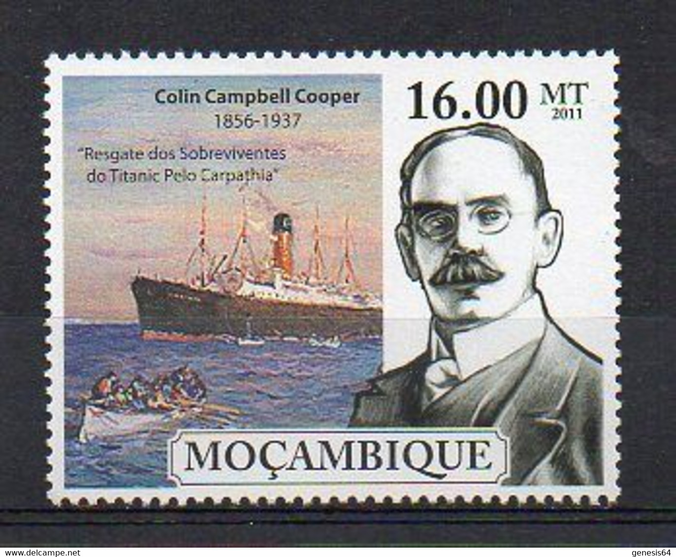 Colin Campbell Cooper, "Rescue Of The Survivors Of The Titanic" 1912 - Art Stamp (Mozambique 2011) - MNH (1W2080) - Altri & Non Classificati