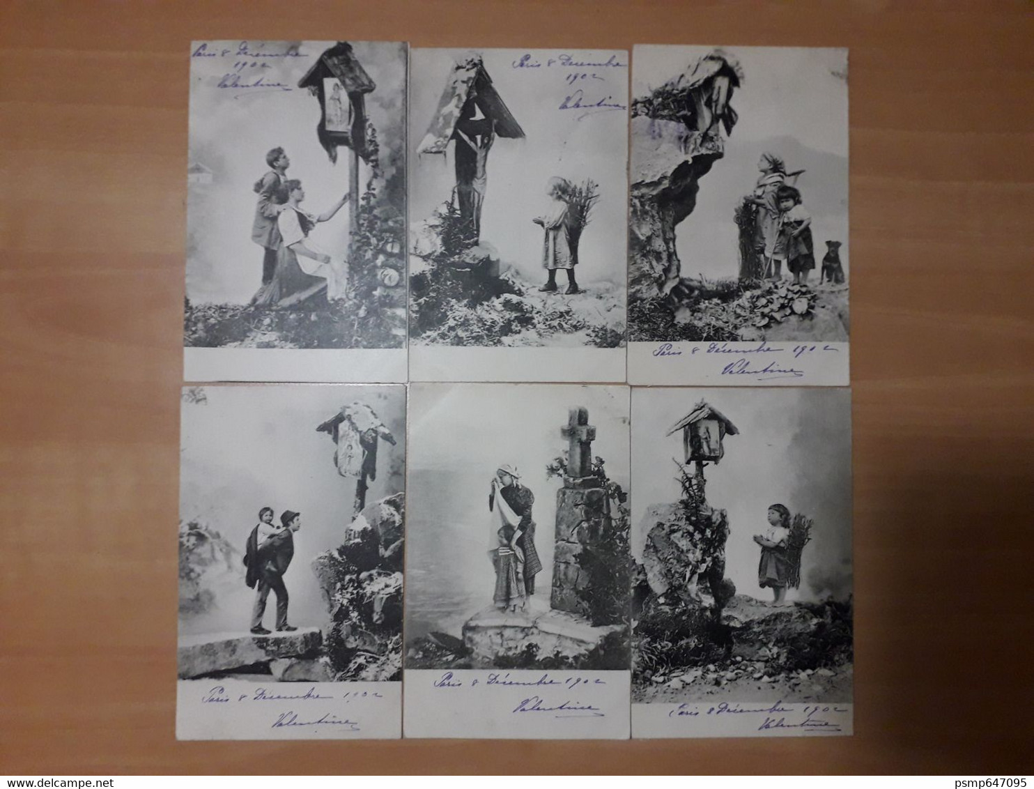 Rare Série Complète De 6 Cartes 1902 Religion Christianisme Chemin De Croix Vierge Prière - Holy Places