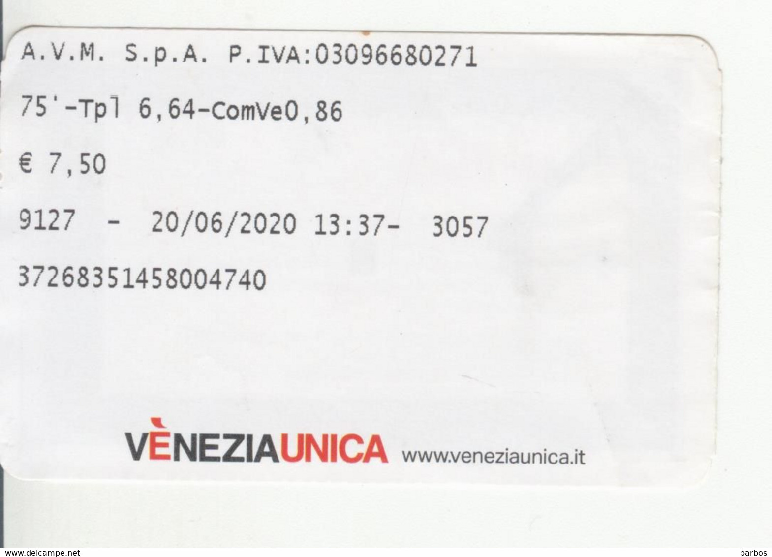 Italy , Venezia , Coat Of Arms ,  Boat  Ticket  , 2020 - Europa