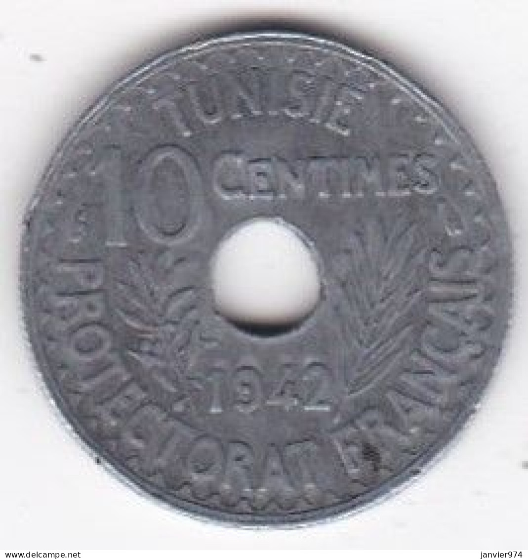 Tunisie Protectorat Français. 10 Centimes 1942 , En Zinc, Lec# 117 - Tunisie