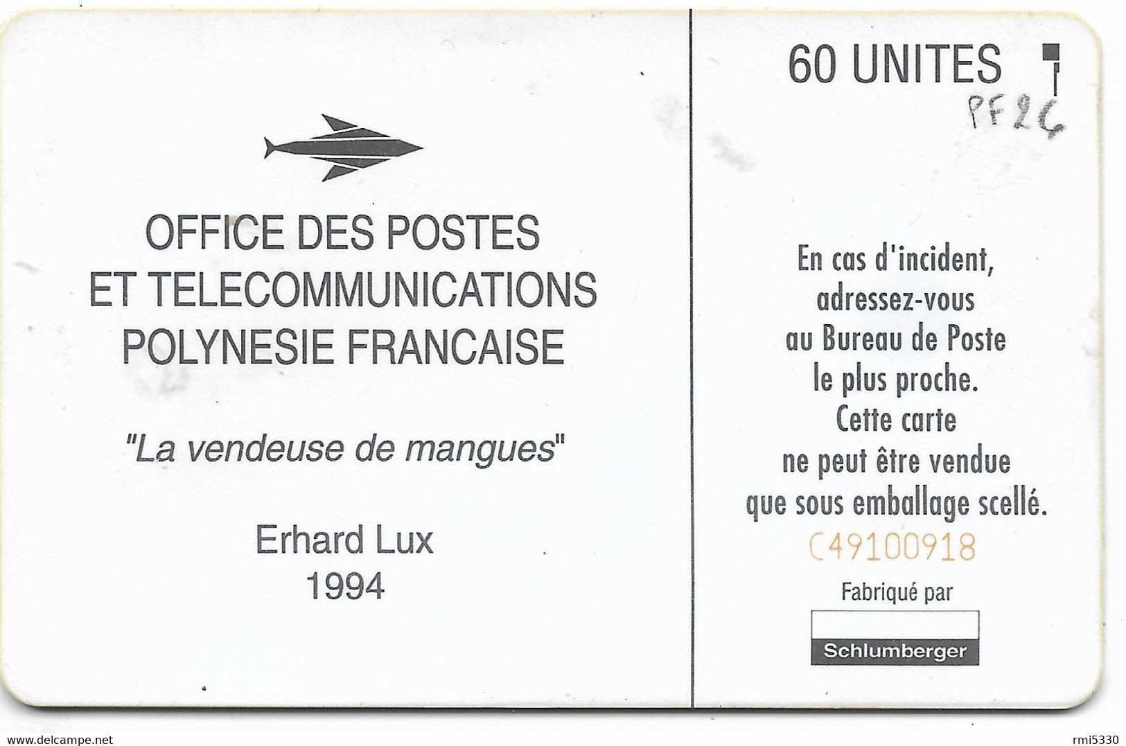 PF26, 30U, Puce SC5, 08/94. - Polynésie Française