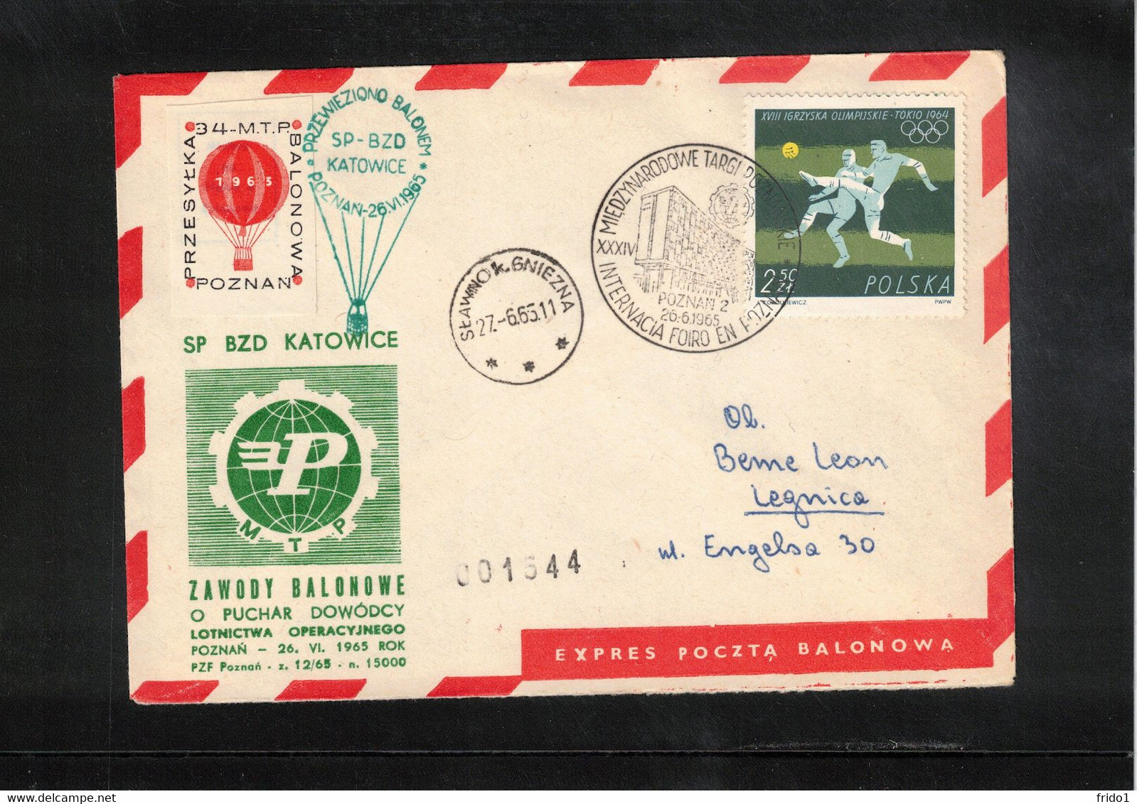 Poland / Polska 1965 Balloon SP BZD KATOWICE Interesting Ballonpost - Altri & Non Classificati