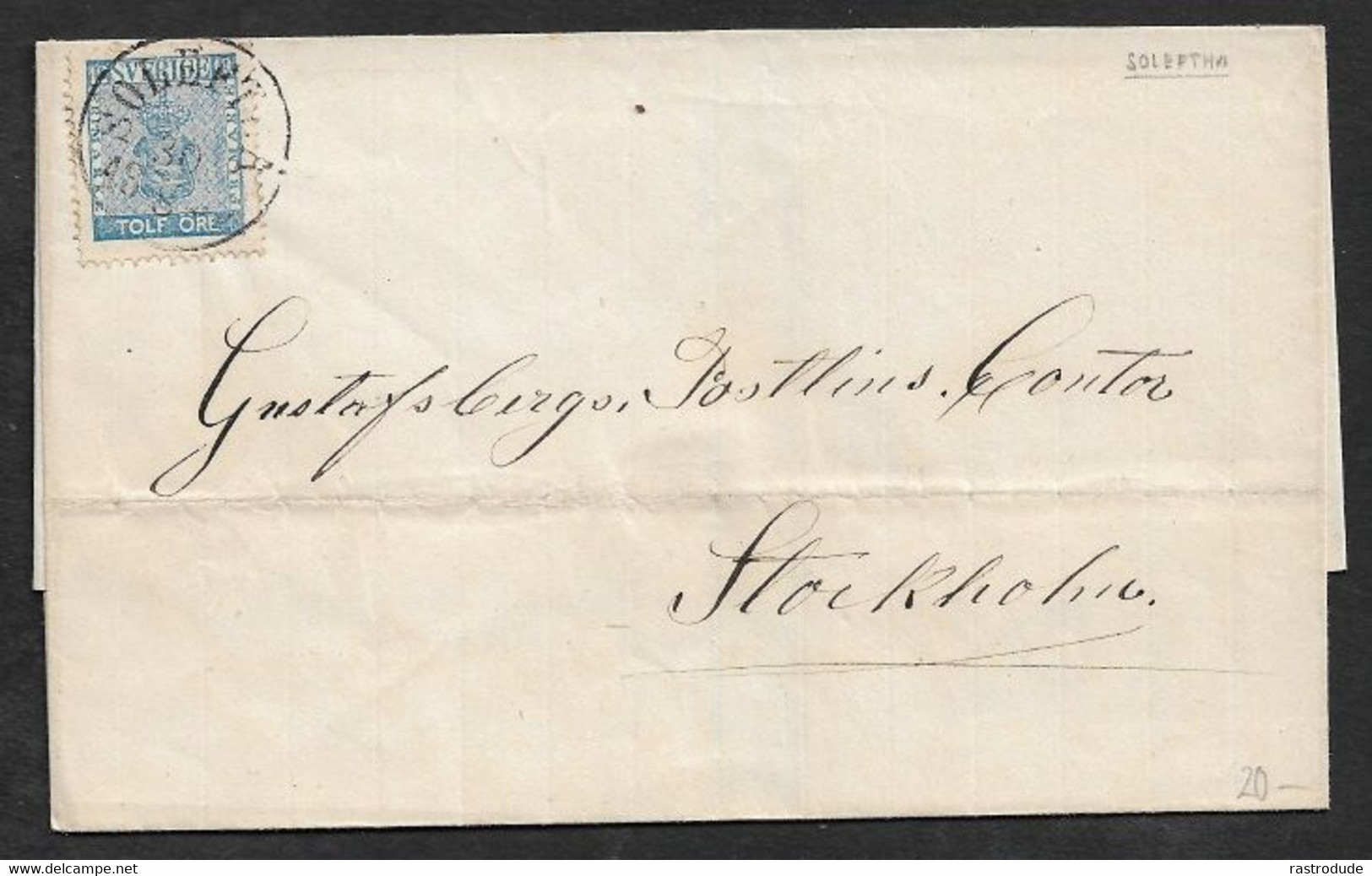 1865 28. AUG - SWEDEN SCHWEDEN - COVER 12ö  Mi.Nr.9  - SOLLEFTEA Sollefteå N. STOCKHOLM - Storia Postale