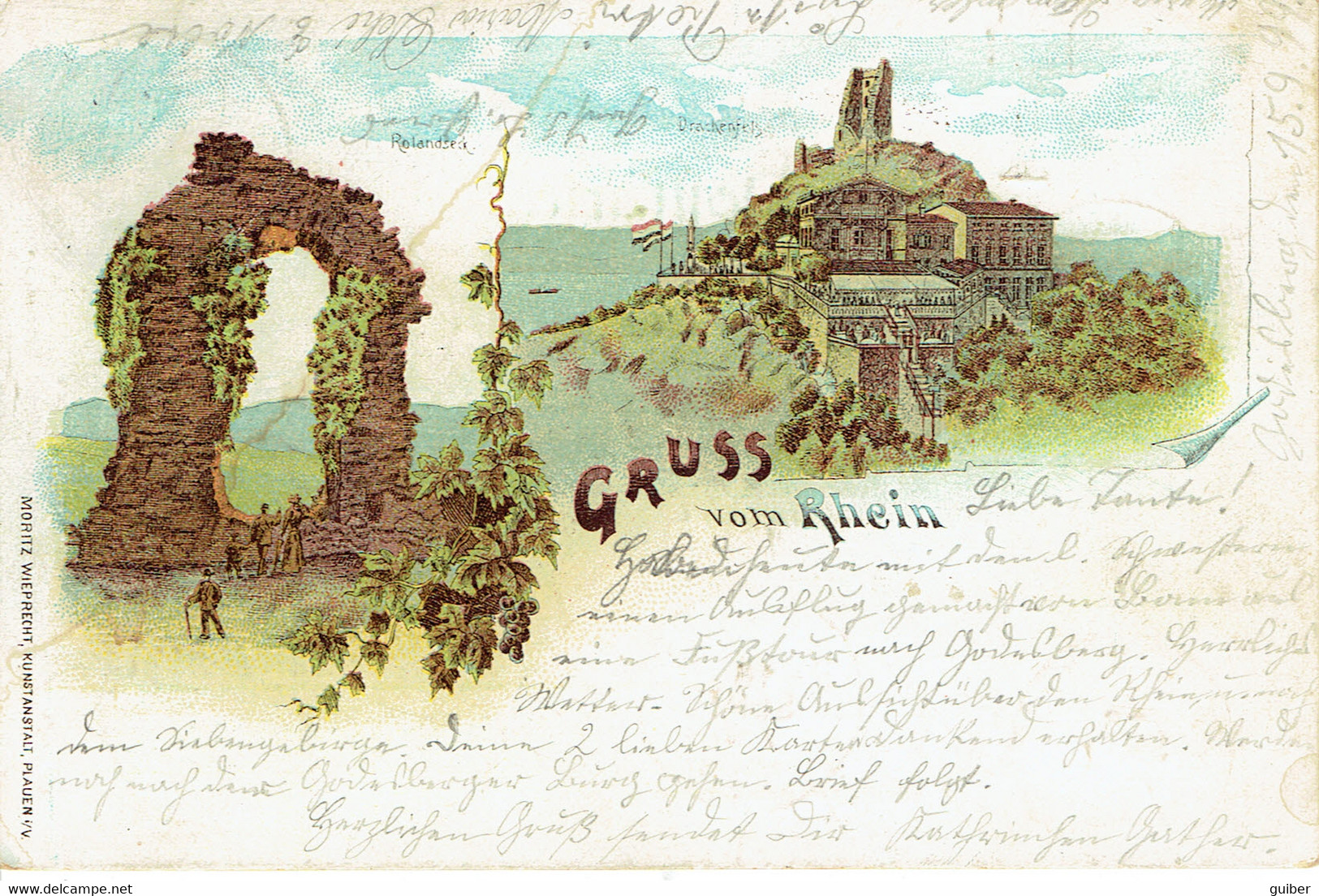 Gruss Vom Rhein Rolandseck  Drachenfels  Voir Verso TAXE Precurseur 1899 - Drachenfels