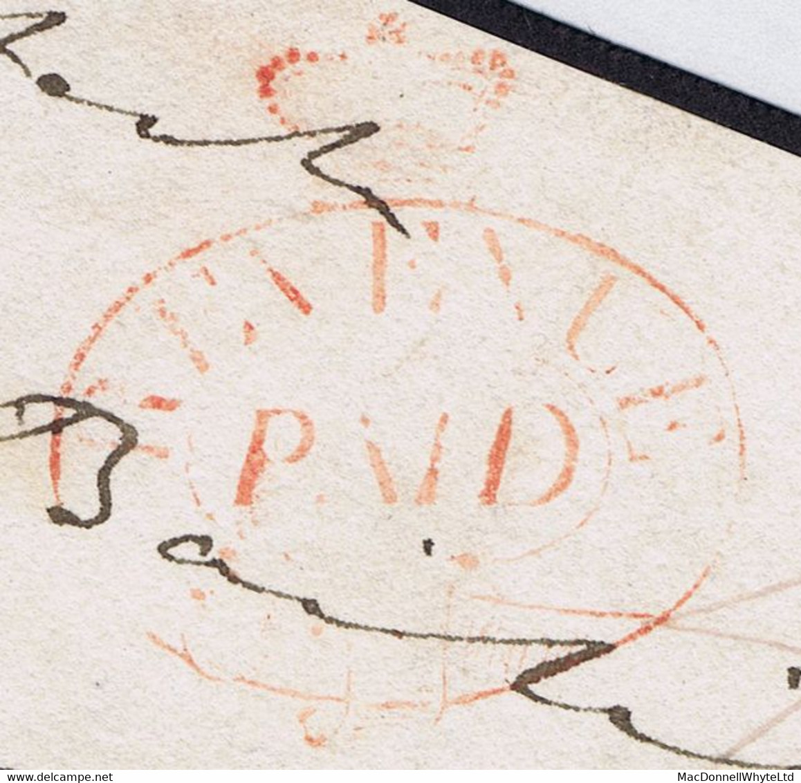 Ireland Dublin Official Paid 1816 Crowned Oval REVENUE PAID In Red On Front Only (no Back, Not A Cover) To Bath - Préphilatélie