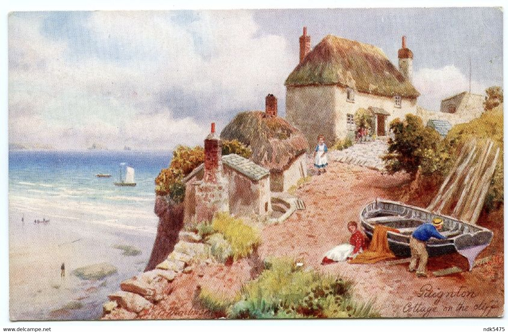 ARTIST : WIMBUSH - PAIGNTON, COTTAGE ON THE CLIFF (TUCK'S OILETTE) - Wimbush