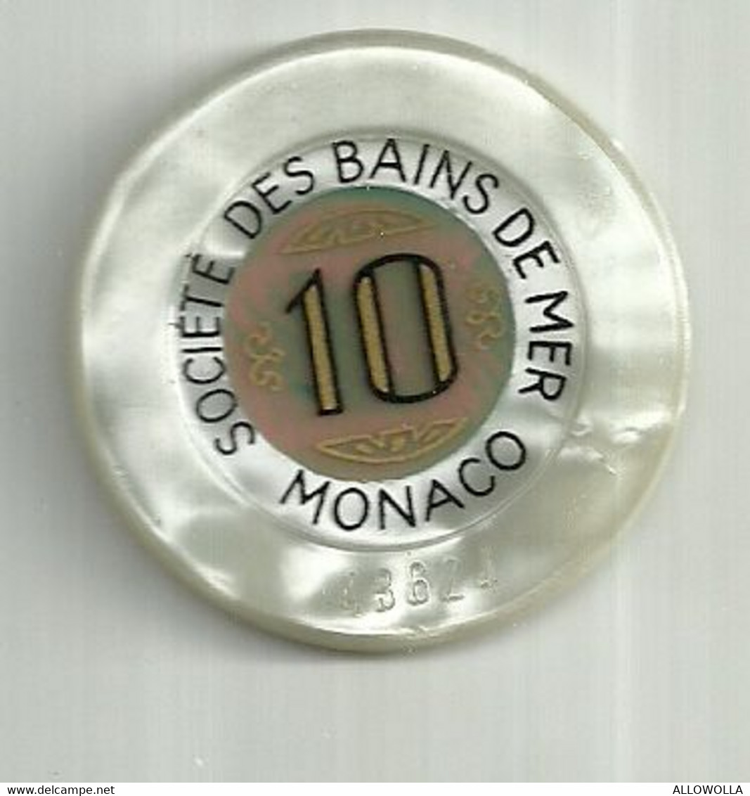 9874" FICHES-CHIPS-SOCIETE' DES BAINS DE MER-MONACO-10 FRANCHI" " - Casino