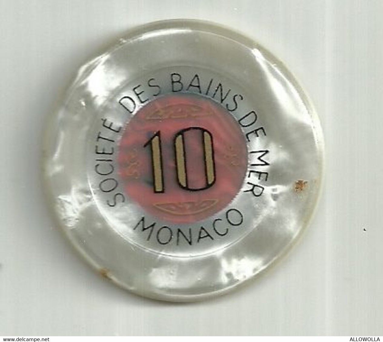 9875" FICHES-CHIPS-SOCIETE' DES BAINS DE MER-MONACO-10 FRANCHI" " - Casino