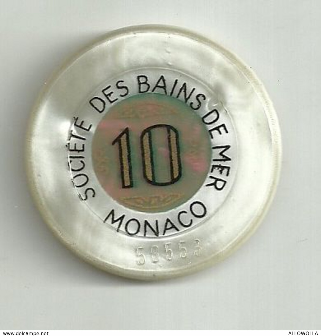 9875" FICHES-CHIPS-SOCIETE' DES BAINS DE MER-MONACO-10 FRANCHI" " - Casino