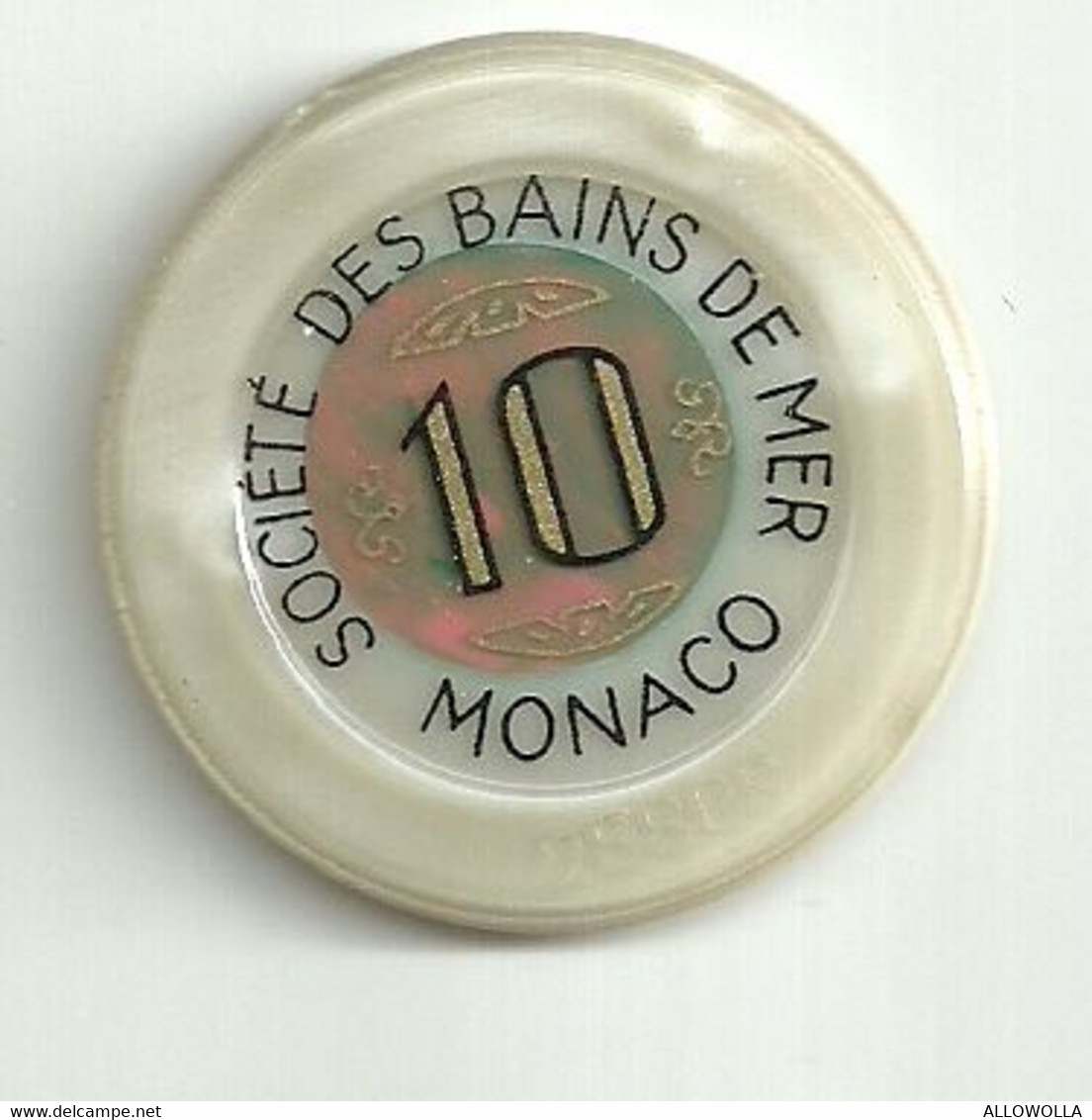 9877" FICHES-CHIPS-SOCIETE' DES BAINS DE MER-MONACO-10 FRANCHI" " - Casino