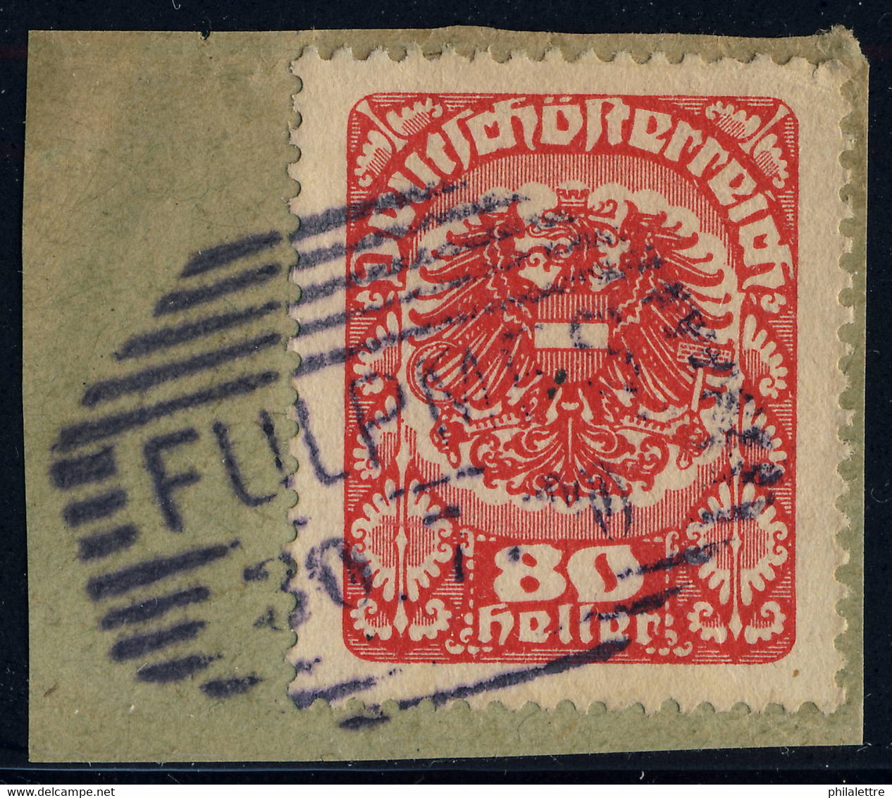 AUTRICHE / AUSTRIA 1920 (30/7) "FULPMES" (Schraffen-Stempel Kl.1216c) On Mi.312y - Oblitérés