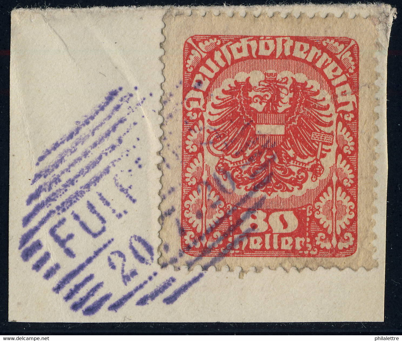 AUTRICHE / AUSTRIA 1920 (20/7) "FULPMES" (Schraffen-Stempel Kl.1216c) On Mi.312y - Oblitérés