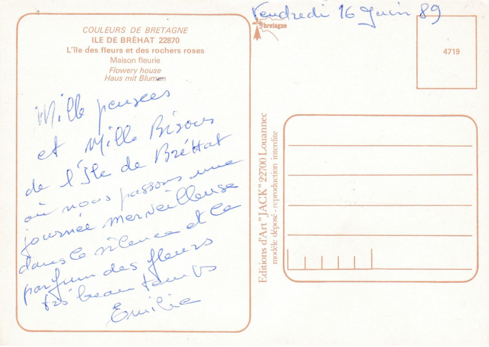 Modern Post Card Of  Île-de-Bréhat, Brittany, France,A104. - Ile De Bréhat