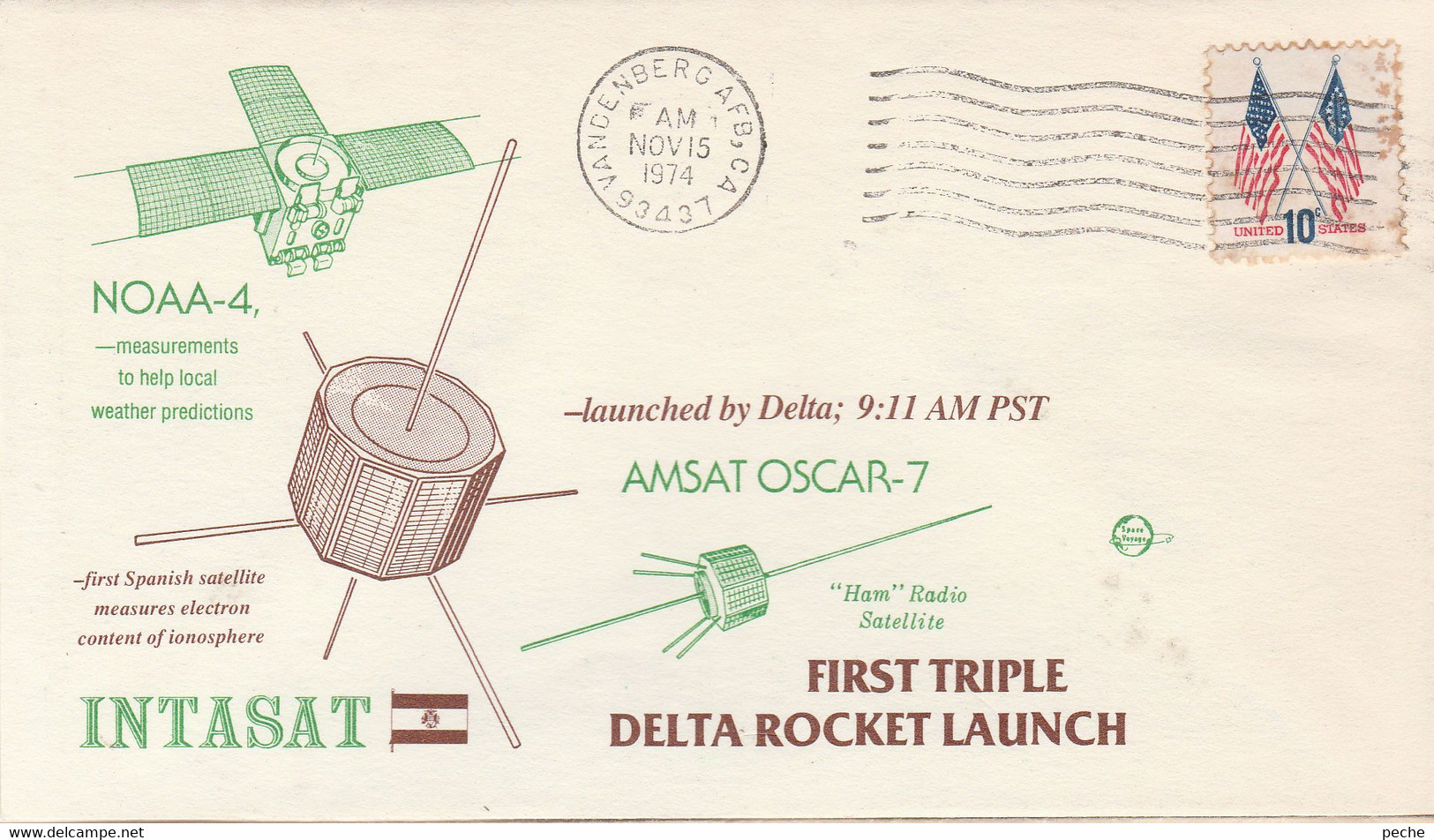 N°759 N -lettre (cover) Amsat Oscar-7 -first Triple Delta Rocket Launch- - North  America