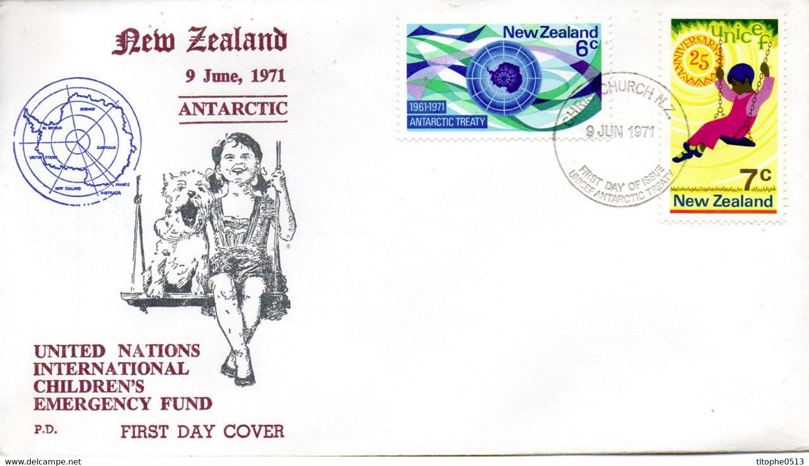 NOUVELLE-ZELANDE. N°537-8 Sur Enveloppe 1er Jour (FDC) De 1971. Traité Sur L'Antarctique/UNICEF. - Tratado Antártico