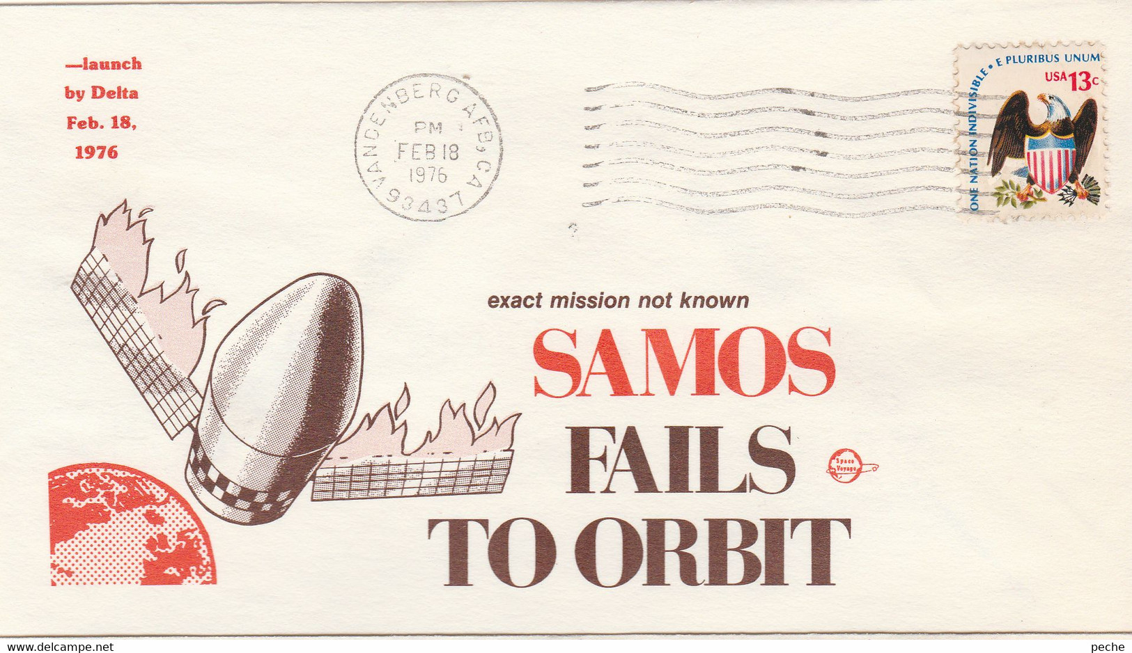 N°768 N -lettre (cover) Samos Fails To Orbit - North  America