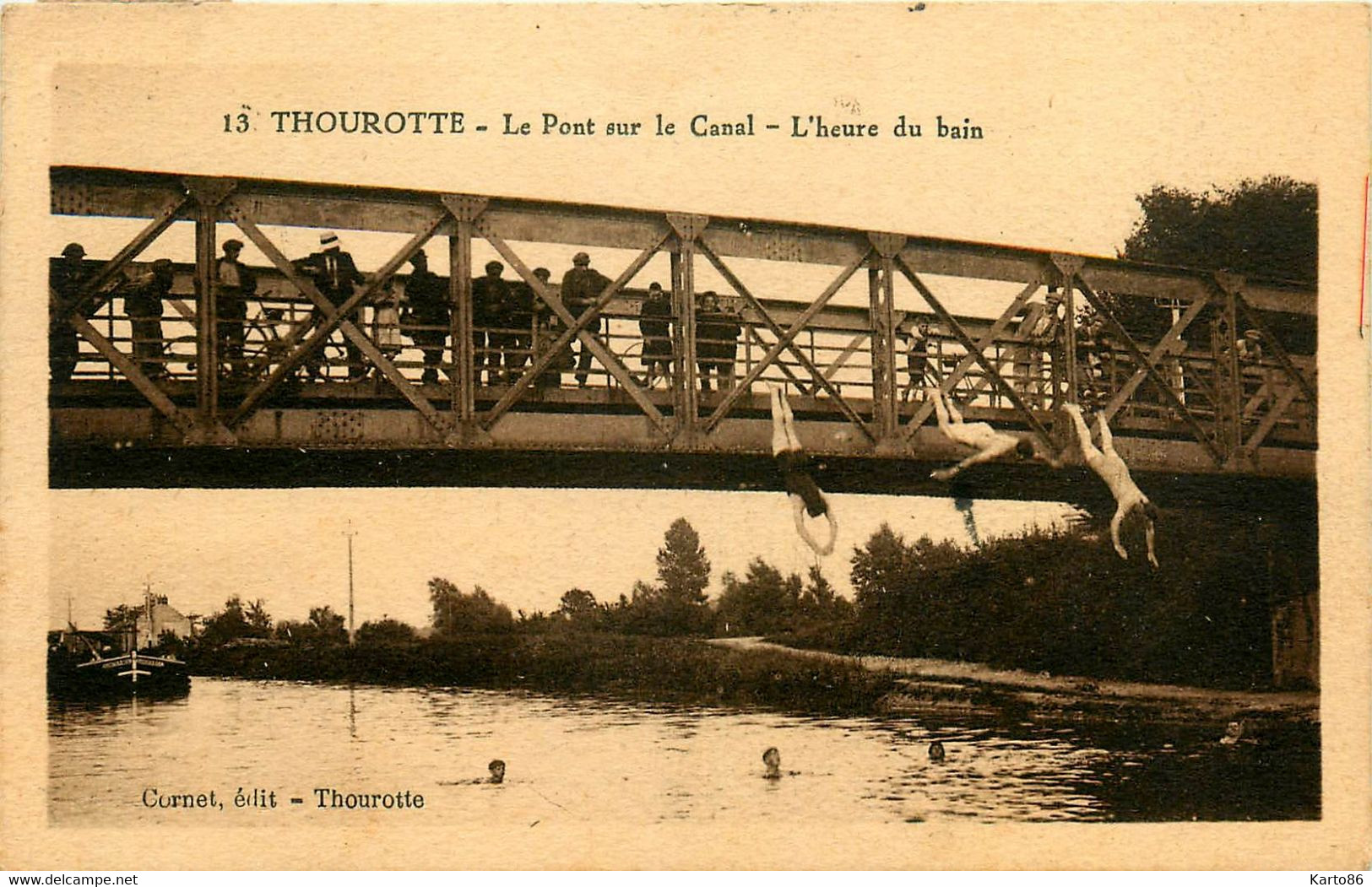 Thourotte * Le Pont Sur Le Canal * L'heure Du Bain * Plongeon Baigneur - Thourotte