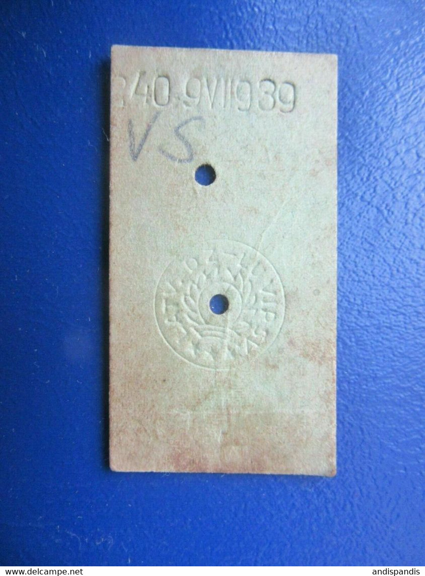 Y1939 Latvia Railway Train Edmondson Ticket / Eisenbahn Fahrkarte Bahnticket DZIRNUPE - VECĀĶI - Ferrovie