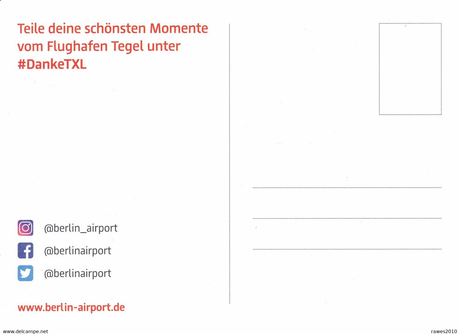 AK Berlin 2020 Flughafen Tegel + Flughafen BER Berlin Brandenburg Ganz "Berlin Sagt #Danke TXL" - Other & Unclassified