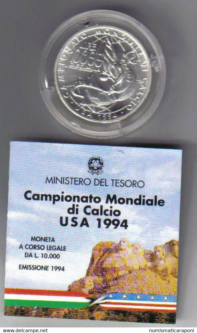 Italia 1994 10000 Lire Campionati Di Calcio USA 1994 In Confezione Della Zecca Fdc - Commemorative