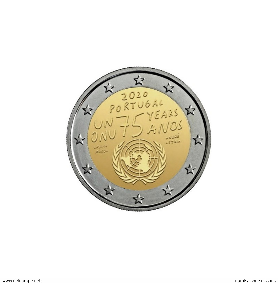 PORTUGAL - 2 EURO 2020 - 75 ANS DE L'ORGANISATION DES NATIONS UNIES - ONU - SPL - Portugal