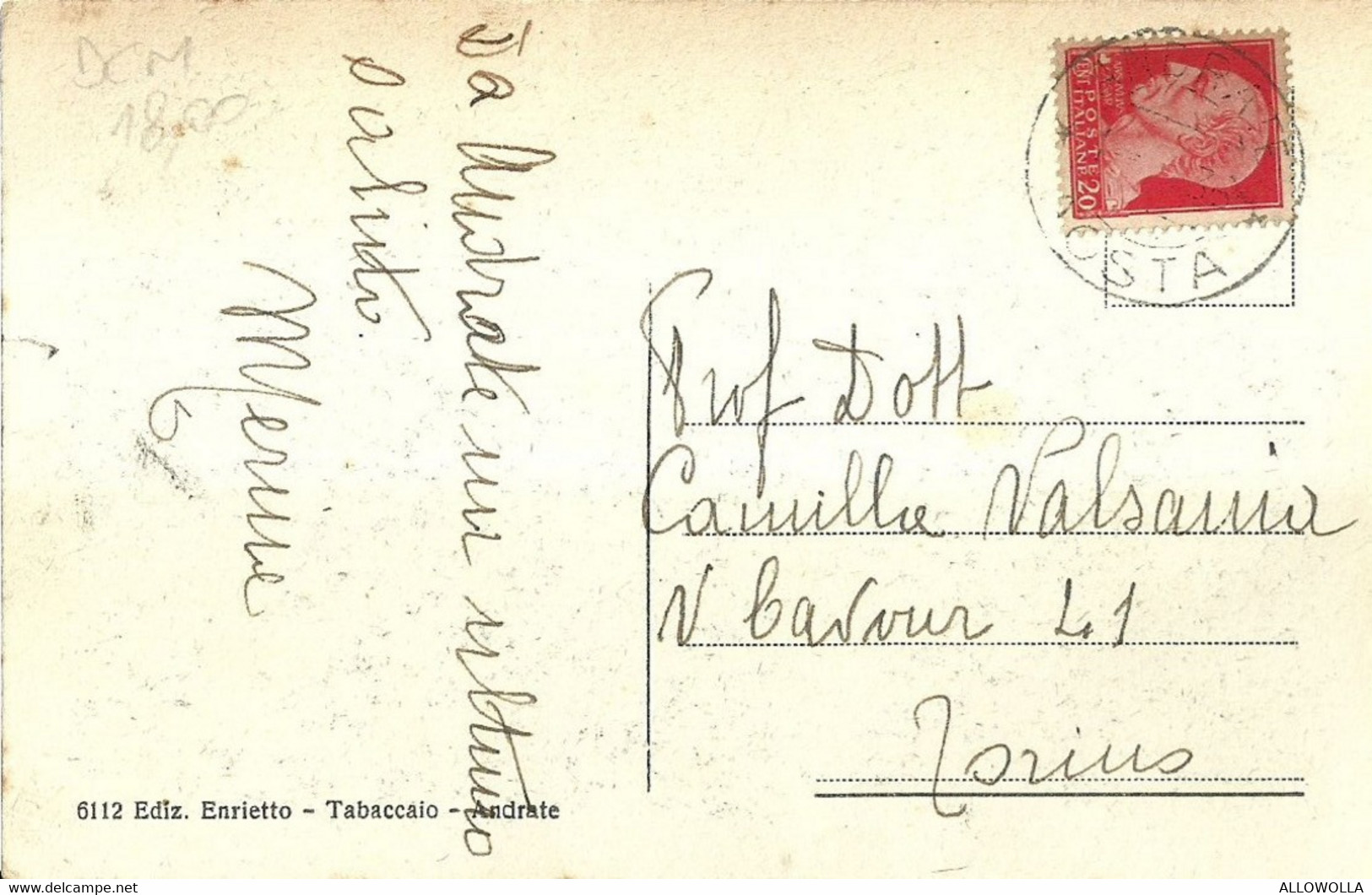 9902"SALUTI DA ANDRATE(m.840)-ALTO CANAVESE-MUNICIPIO-ANTICO CAMPANILE" ANIMATA-VERA FOTO-CARTOLINA SPEDITA 1936 - Souvenir De...