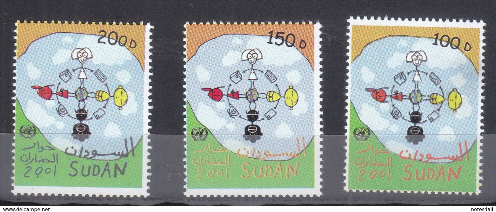 Stamps SUDAN 2001 2002 SC-532 534 DIALOGUE AMONG CIVILIZATIONS MNH SET CV$32 # 49 - Sudan (1954-...)