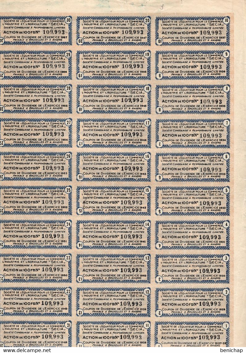 Société De L'Equateur Pour Le Commerce De L'Industrie Et De L'Agriculture - Congo Belge Coquilhatville 1927. - Afrique