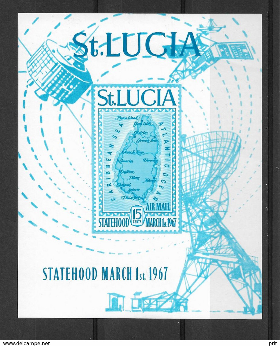 St Lucia 1967 Map Of St Lucia. Michel Block Nr 1. MNH. - St.Lucia (...-1978)