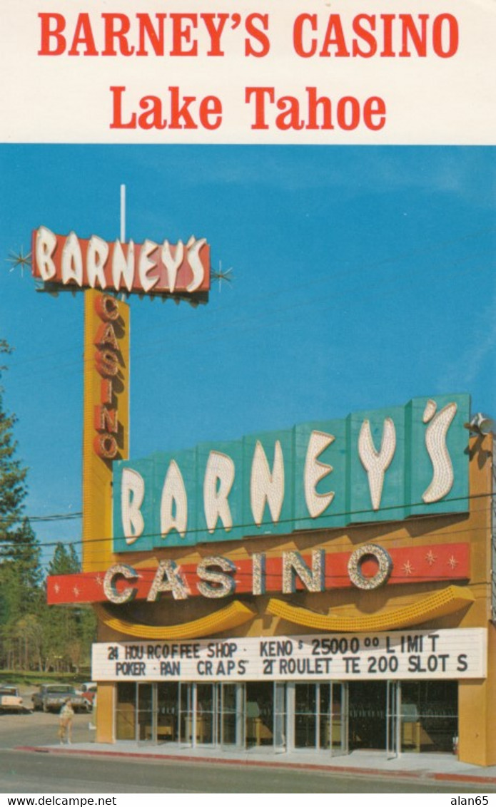 Lake Tahoe Nevada, Barney's Casino, C1960s Vintage Postcard - Reno