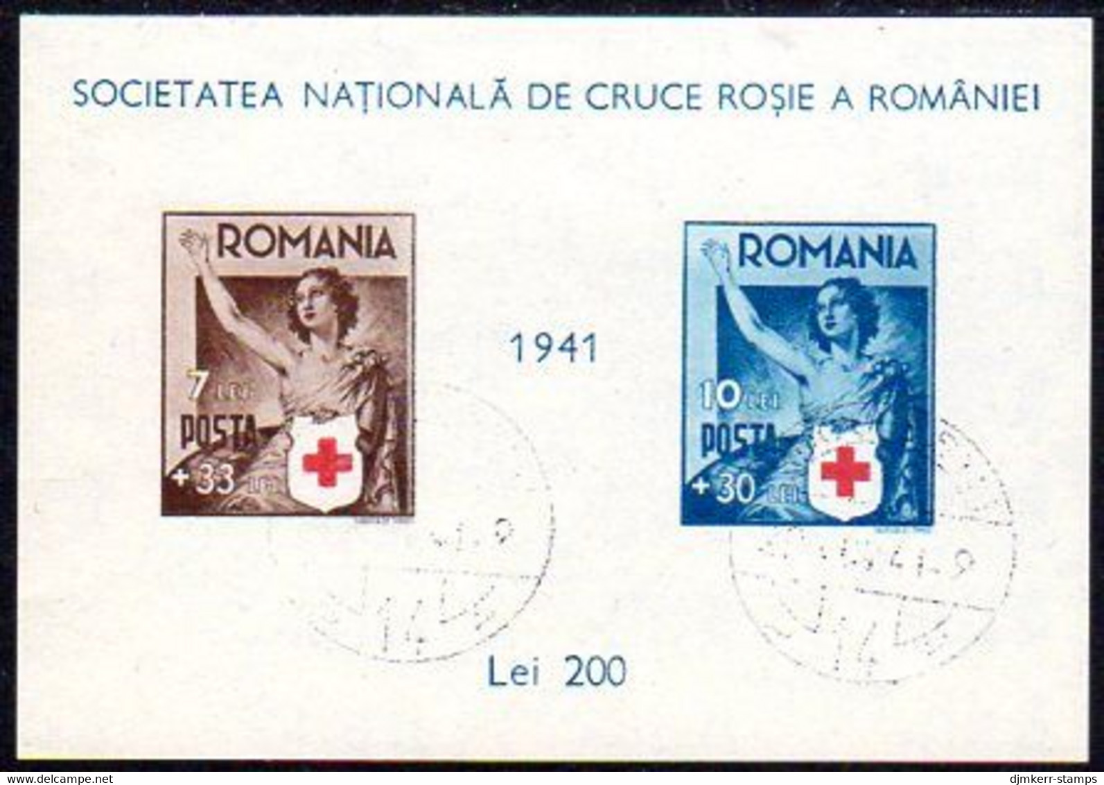 ROMANIA 1941 Red Cross Block Used .  Michel Block 16 - Blocks & Sheetlets