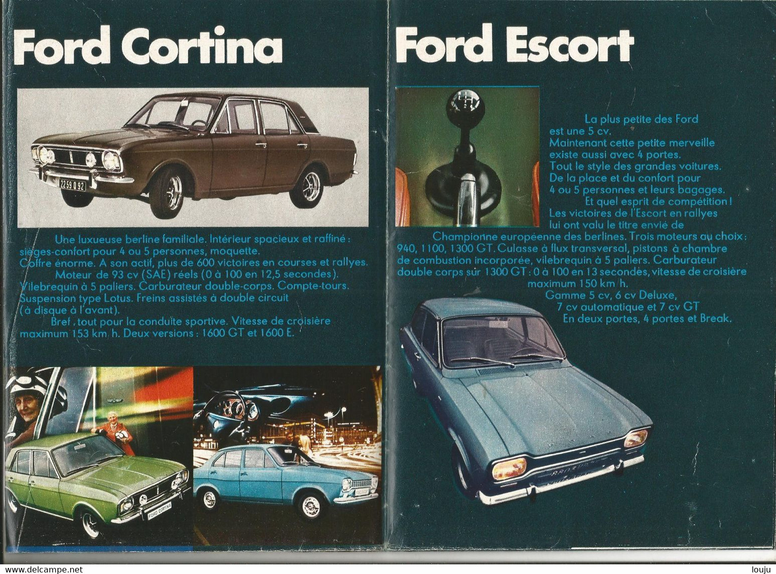 Dépliant Catalogue Publicitaire FORD 1970  CAPRI MUSTANG CORTINA ESCORT 12M 15M 17M 20M 26M - Publicités