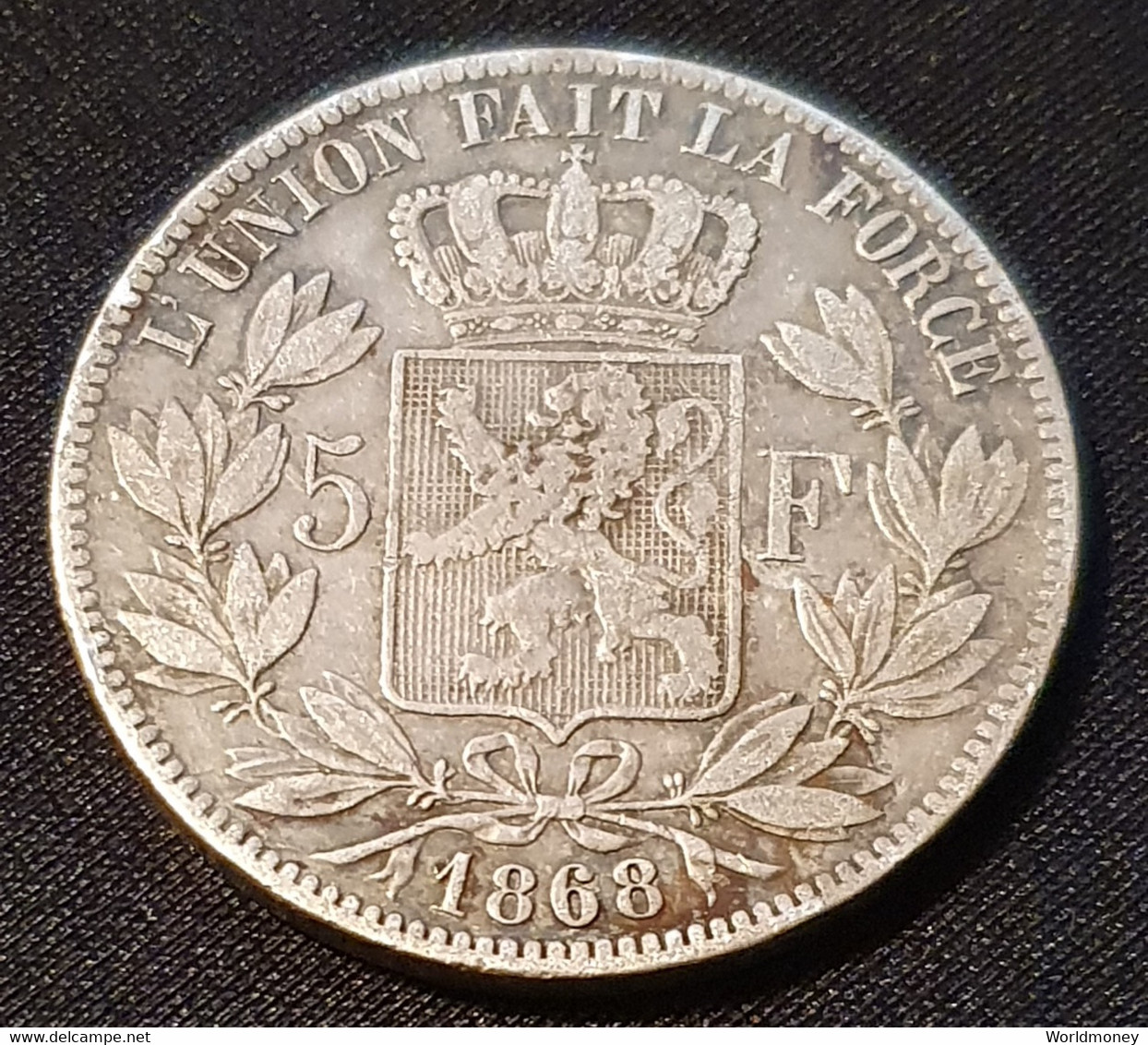 Belgium 5 Francs 1868 (small Head - Position A) - 5 Francs