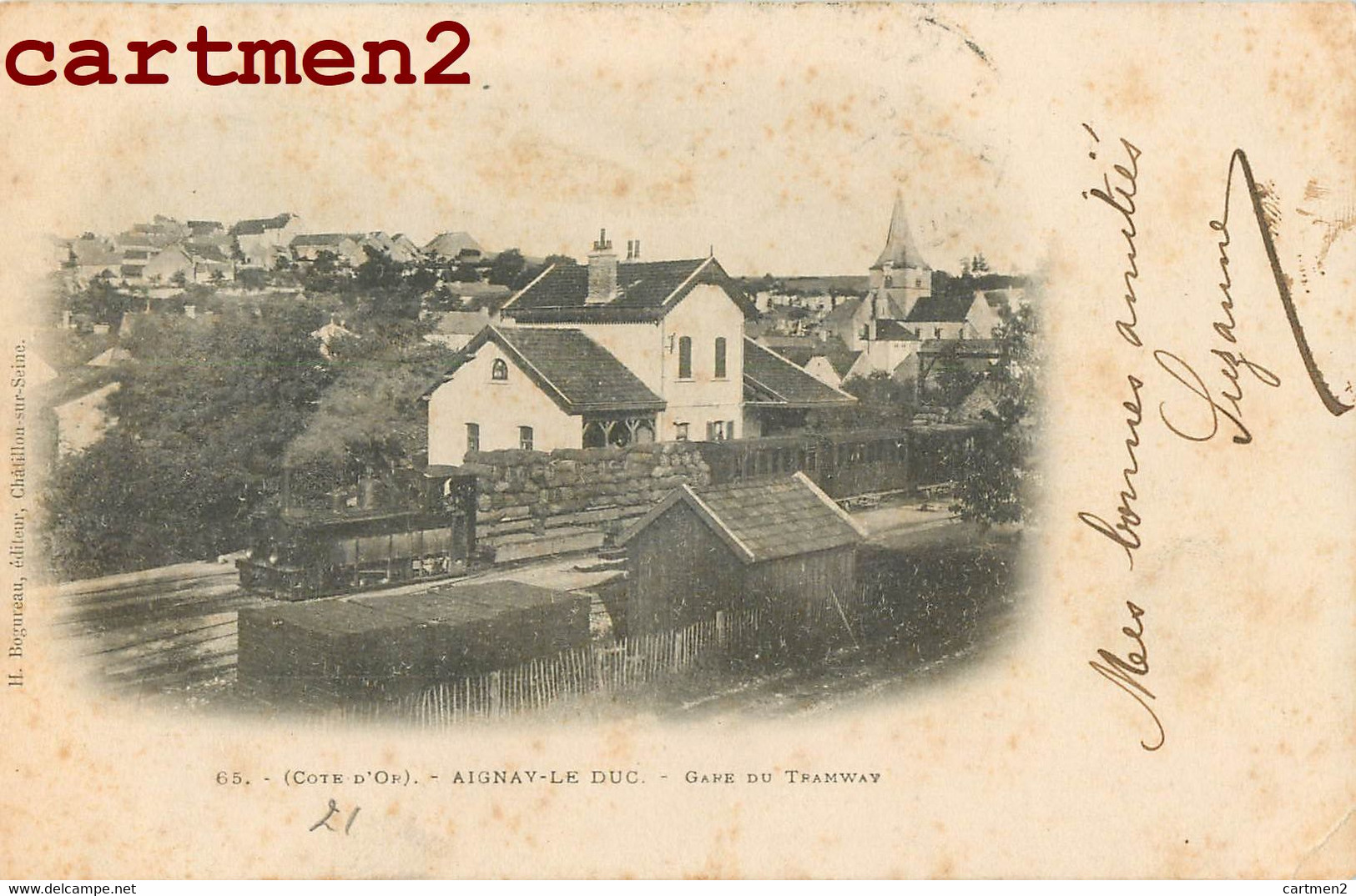 AIGNAY-LE-DUC GARE DU TRAMWAY TRAIN LOCOMOTIVE ZUG BAHNHOF STATION 1900 - Aignay Le Duc