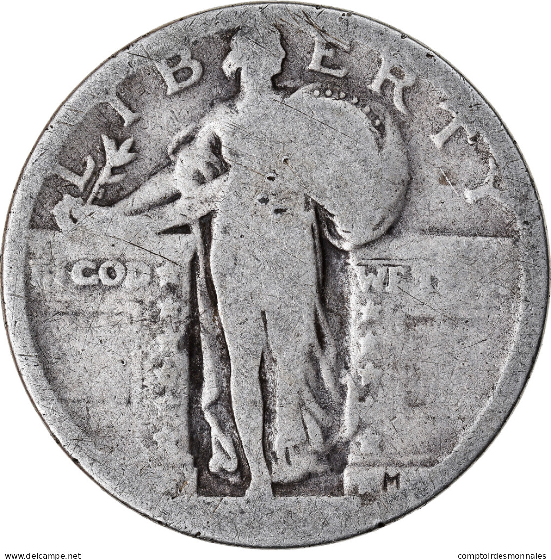 Monnaie, États-Unis, Quarter, B+, Argent, KM:145 - 1916-1930: Standing Liberty (Libertà In Piedi)