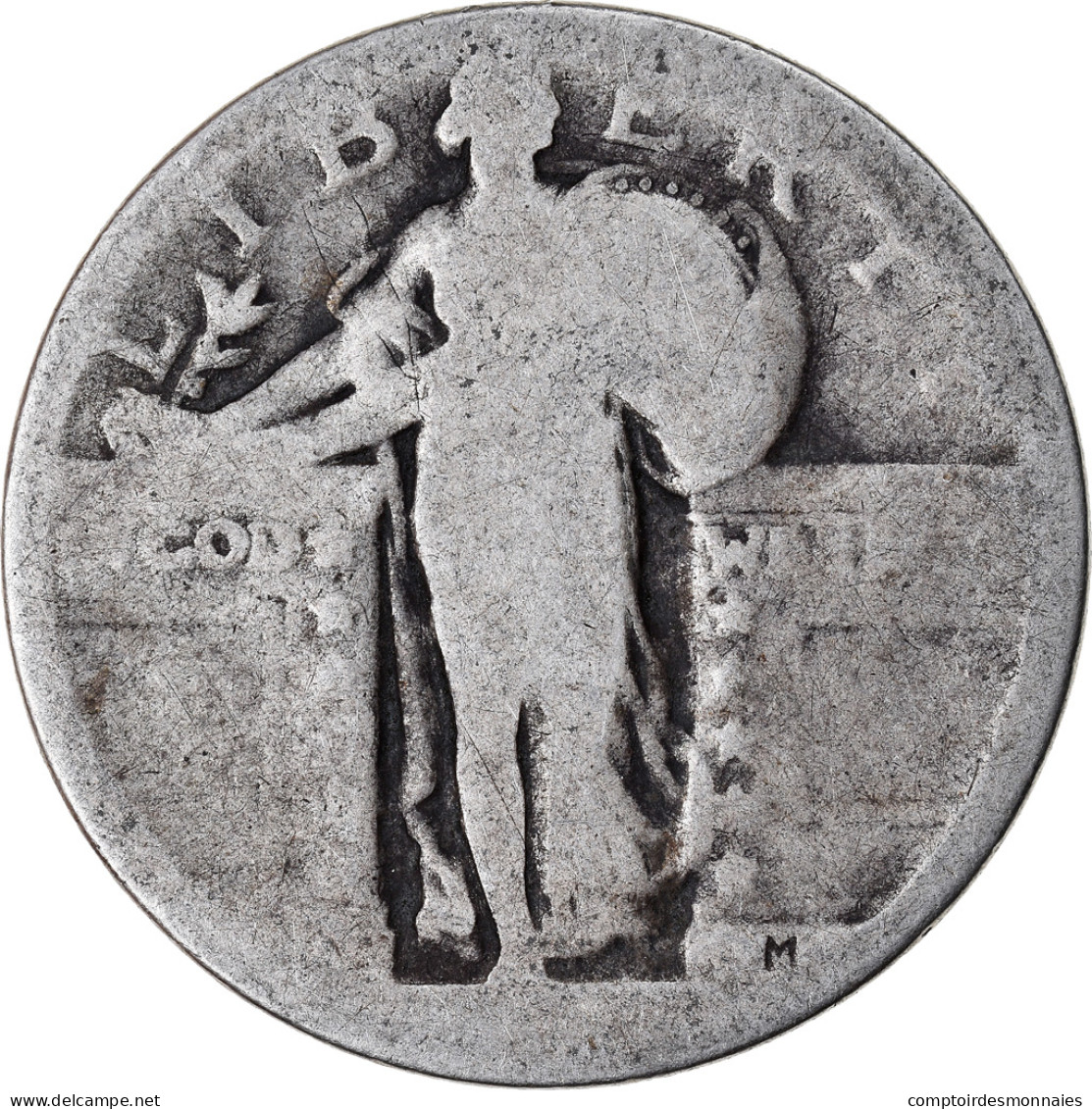 Monnaie, États-Unis, Quarter, B+, Argent, KM:145 - 1916-1930: Standing Liberty