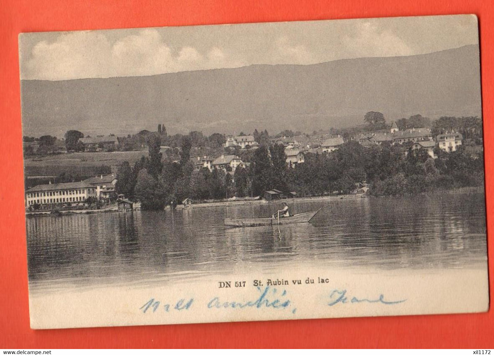 ZBN-29 Saint-Aubin Vu Du Lac. Dos Simple. Cachet 1905. DN 517 - Saint-Aubin/Sauges