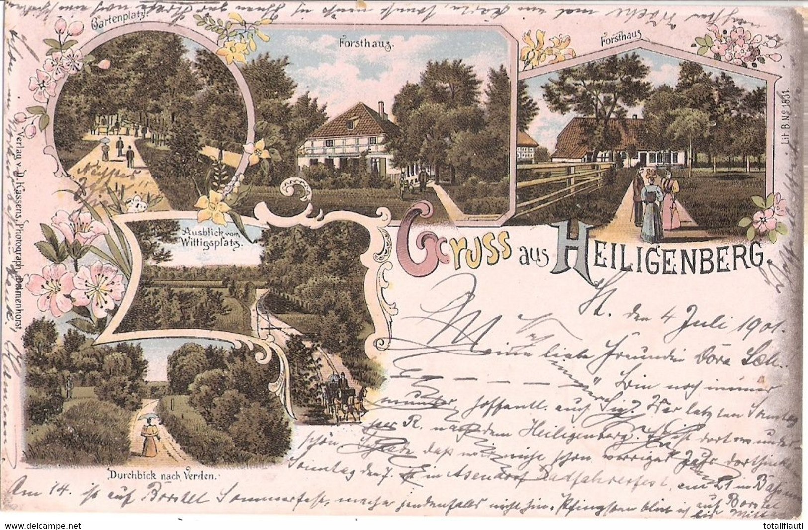 HEILIGENBERG Gem Bruchhausen Vilsen Zwischen Hoya Bassum Forsthaus Color Litho 6.7.1901 Gelaufen - Verden