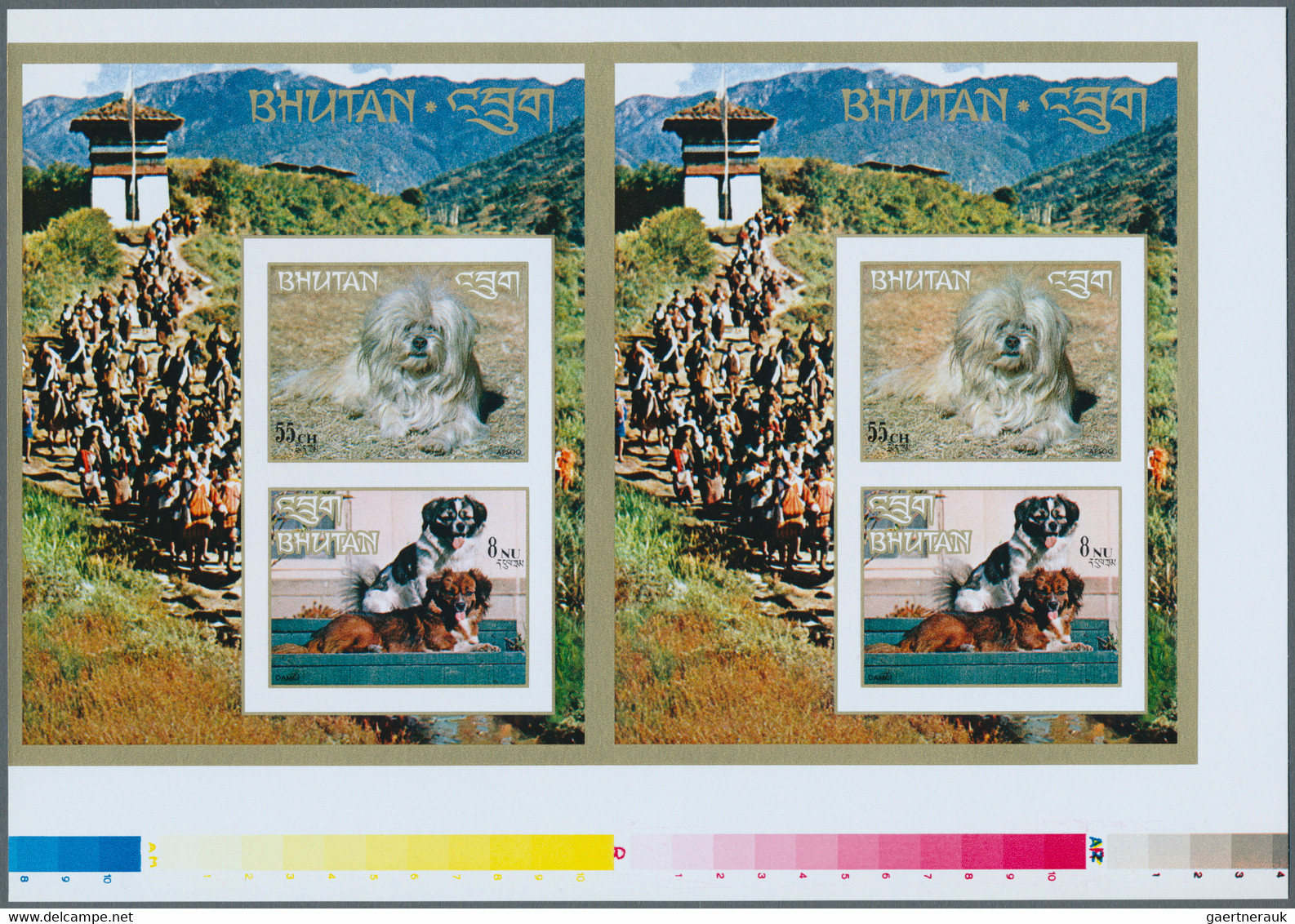 Thematik: Tiere-Hunde / Animals-dogs: 1972, Bhutan. Imperforate Proof Pair In Issued Colors For The - Dogs