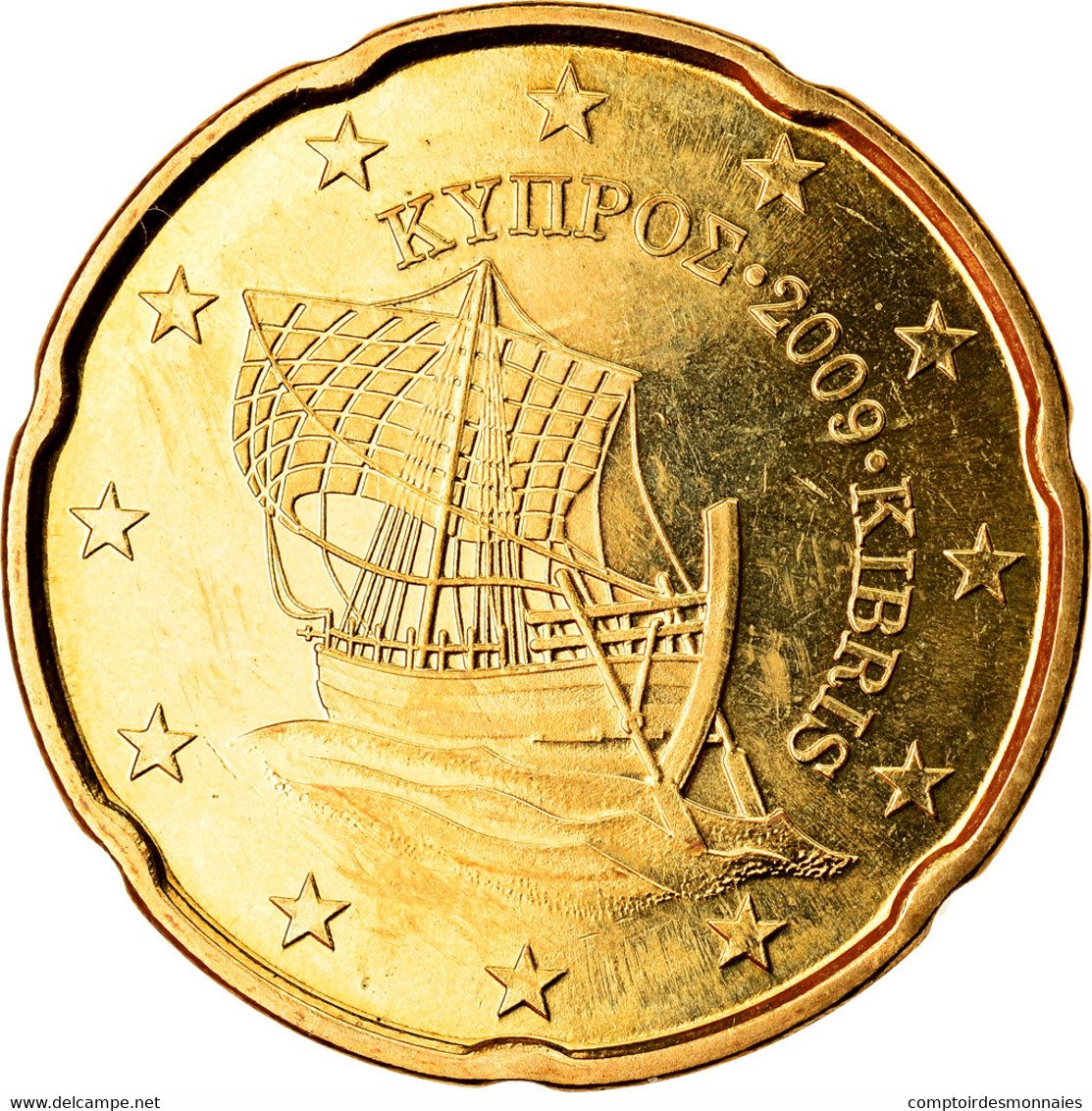 Chypre, 20 Euro Cent, 2009, SPL, Laiton, KM:82 - Zypern