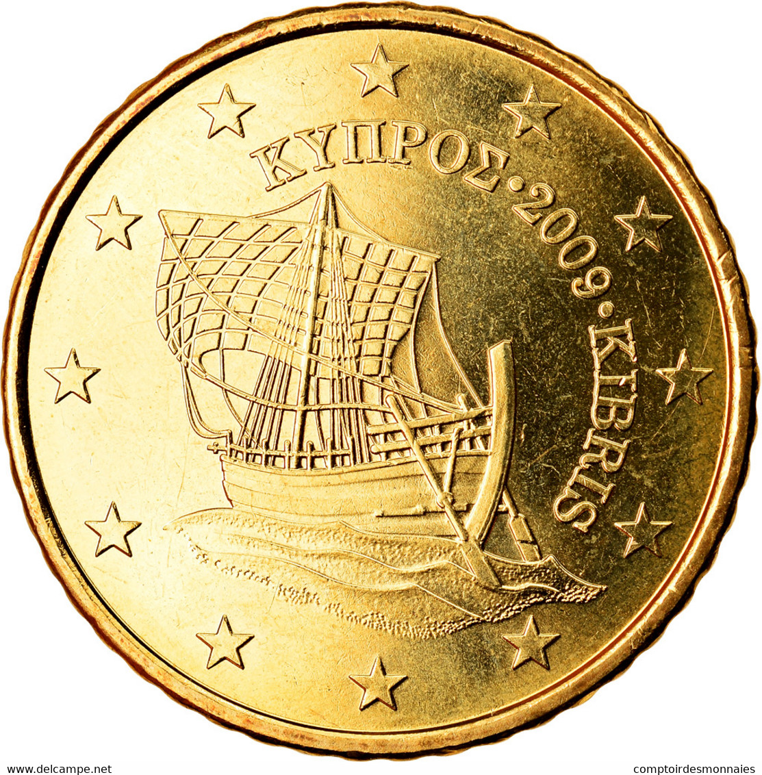Chypre, 50 Euro Cent, 2009, SPL, Laiton, KM:83 - Chypre