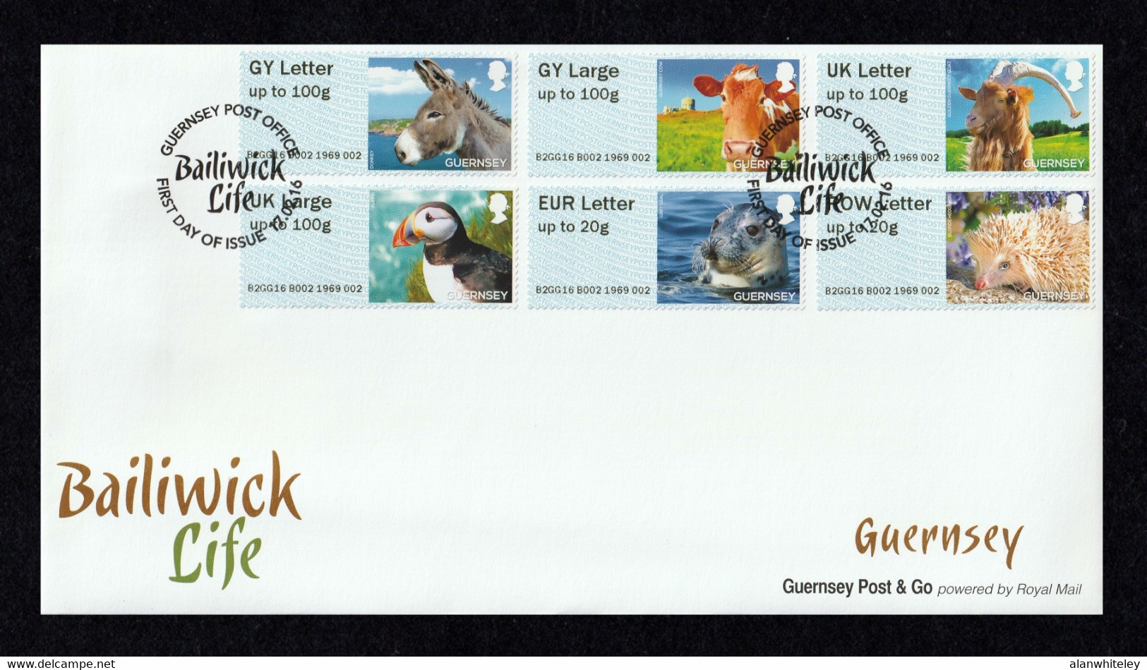 GUERNSEY 2016 Post & Go (Animals): First Day Cover CANCELLED - Guernsey