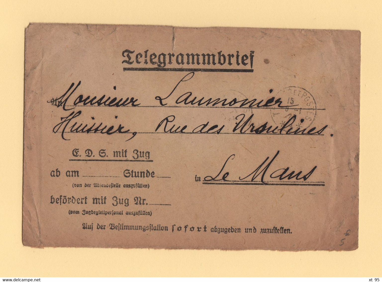 Tresor Et Postes 3 - Enveloppe Telegramme Allemande - 8-1-1921 - 1877-1920: Periodo Semi Moderno