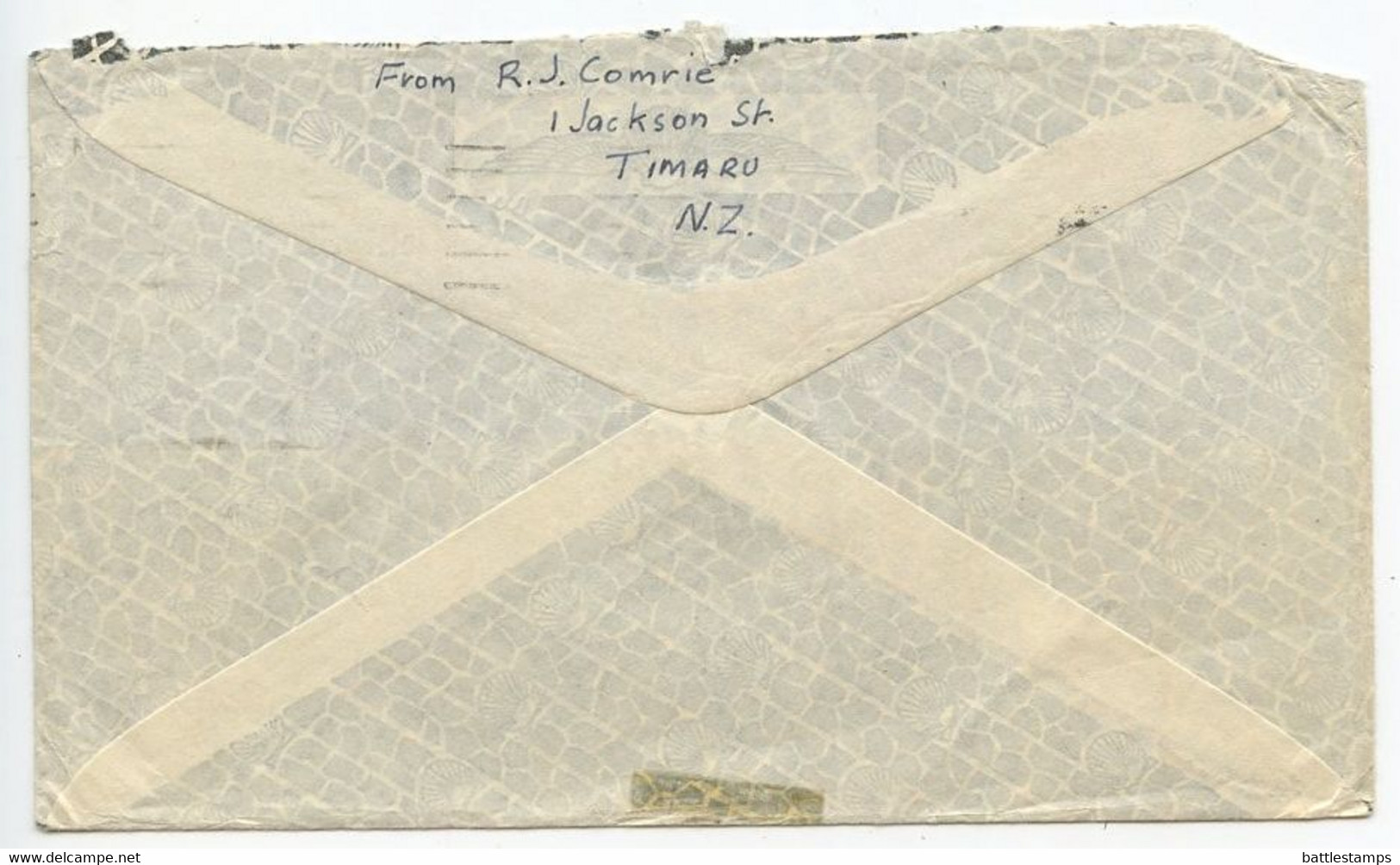 New Zealand 1947 Cover Timaru To Olean NY, Scott 260 KGVI, Slogan Cancel - Briefe U. Dokumente