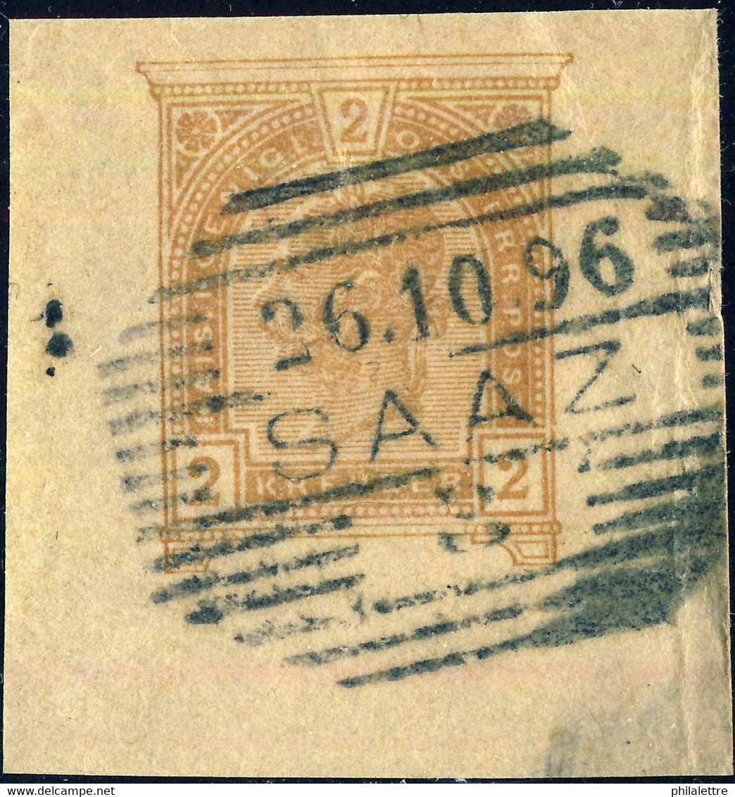 AUTRICHE / AUSTRIA 1896 SAAZ (Schraffen-Stempel Kl.4319f) /Streifband Ausschnitt - Oblitérés