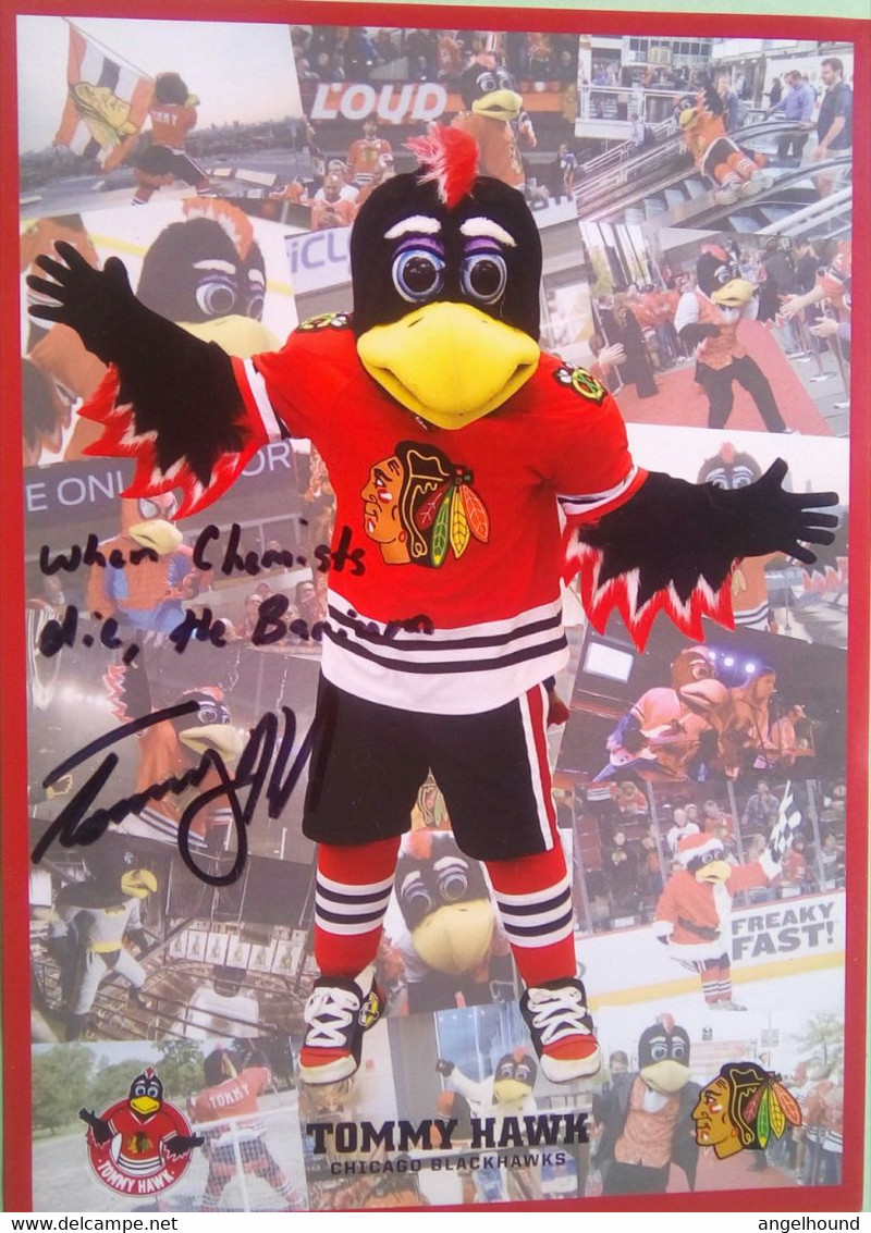 Tommy Hawk ( Mascot Of Chicago Black Hawks) - Authographs
