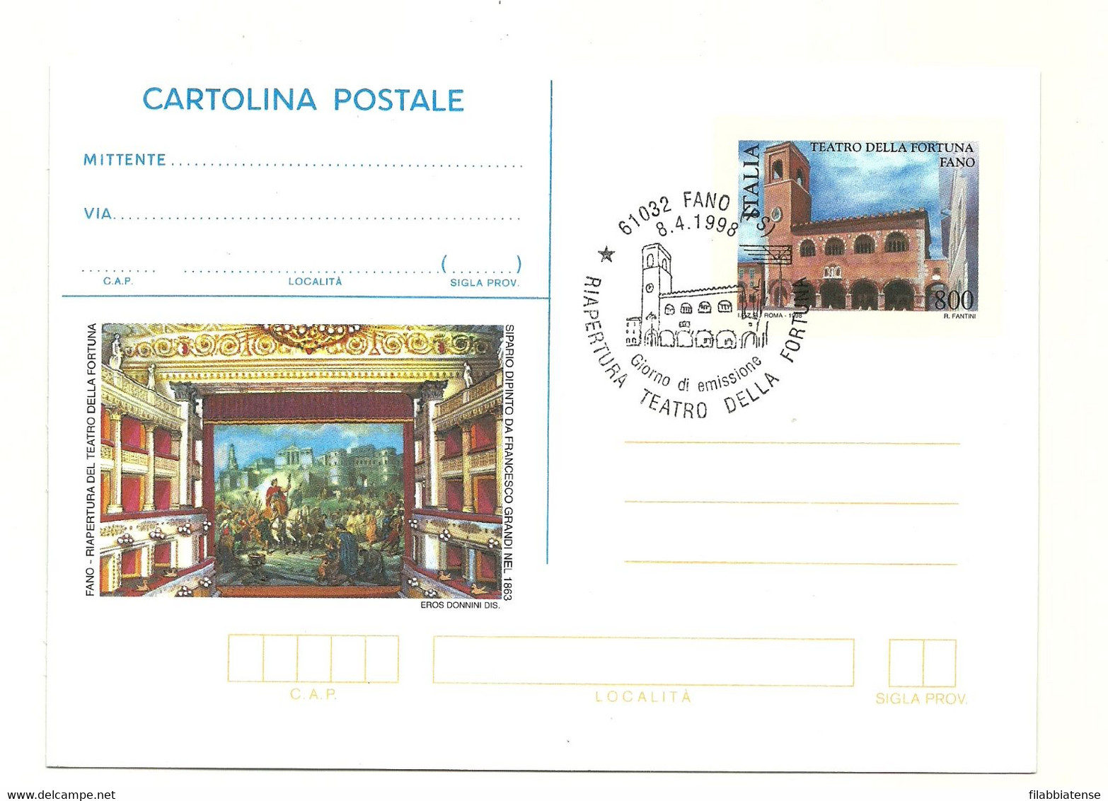 1998 - Italia C236/1 Teatro Di Fano - Cartolina Postale - Altri & Non Classificati