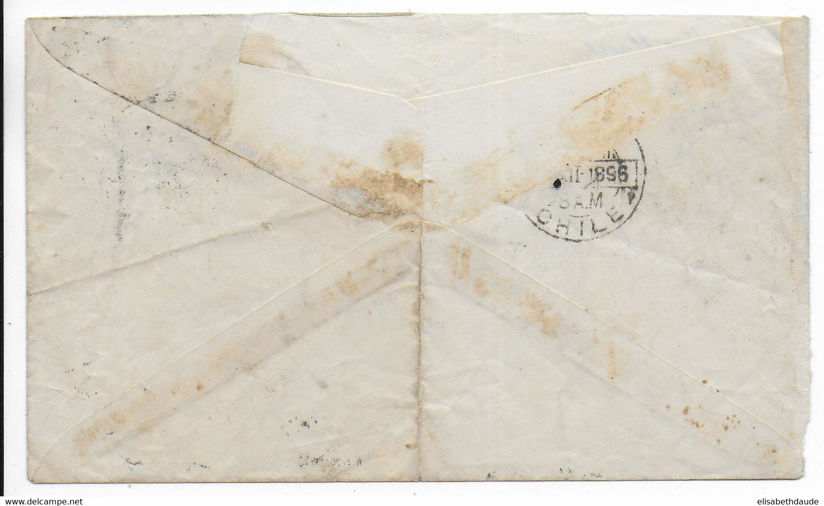 CHILE - 1897 - ENVELOPPE ENTIER Avec COMPLEMENT NON DENTELE De SANTIAGO => PARIS - Cile