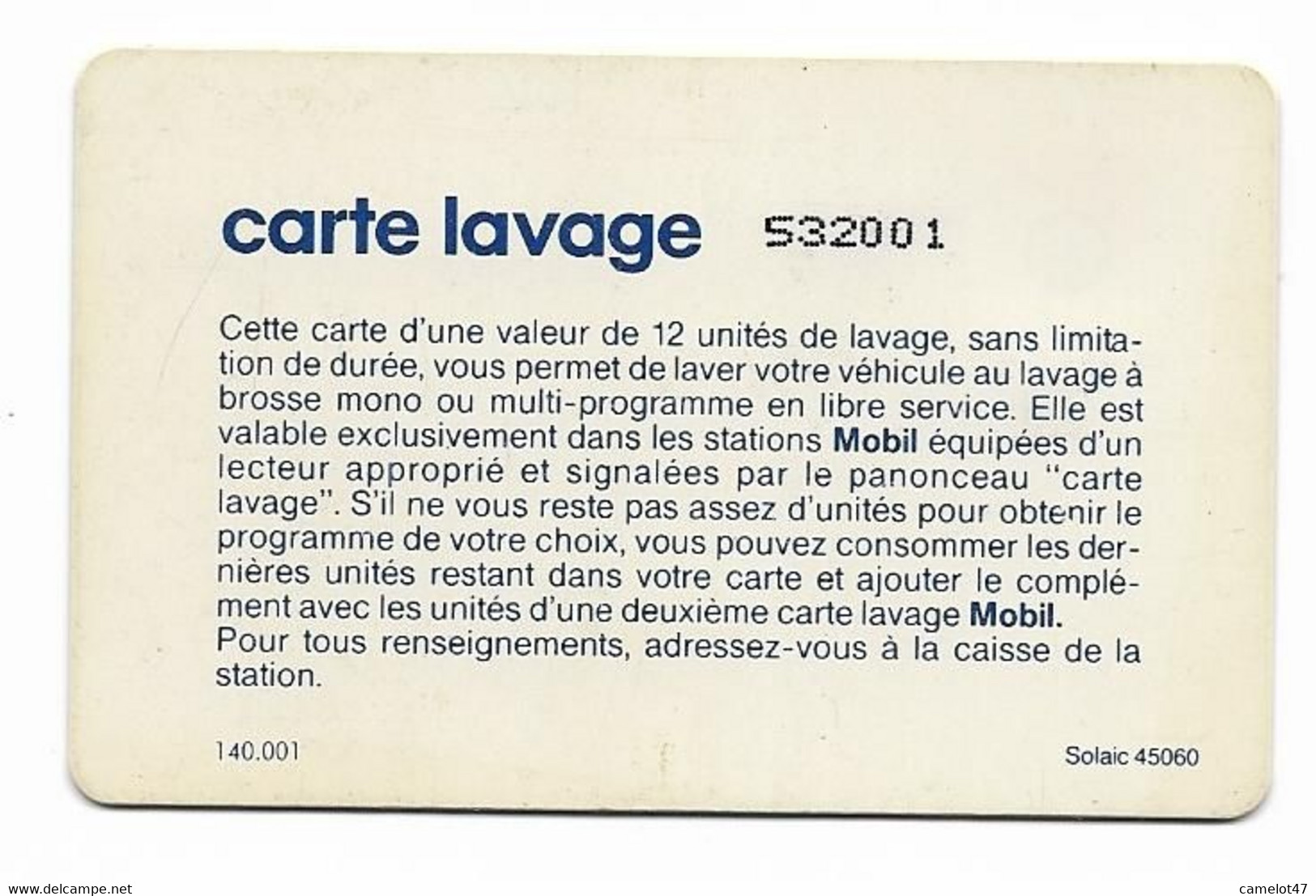 Carte â Puce Mobil Carte Lavage, France, # Varios-282 - Colada De Coche