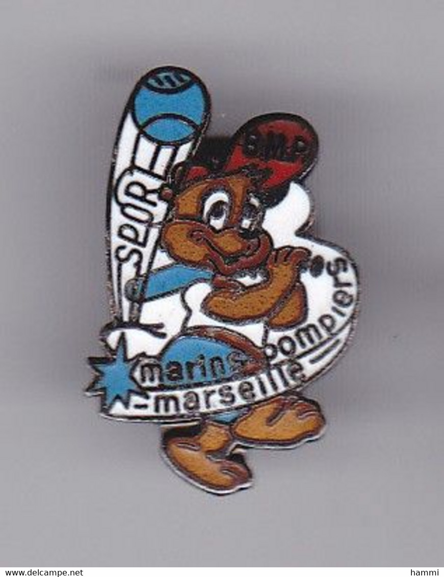 PO91 Pin's Pompiers Marins Pompiers Marseille Thème Base Ball Marine OM Qualité Egf Baseball Achat Immédiat Immédiat - Baseball